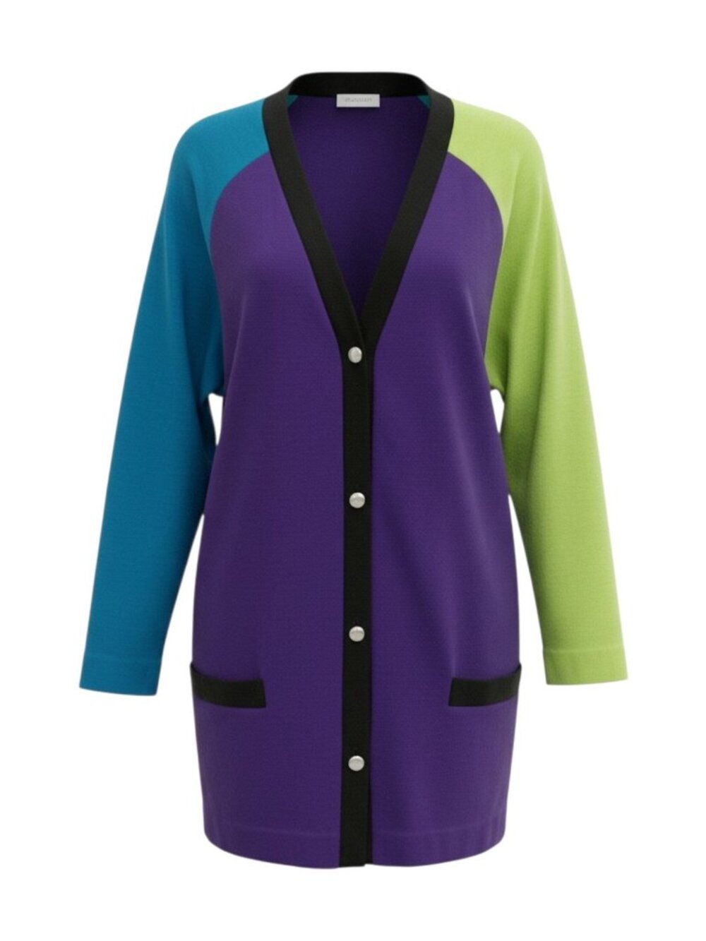 ​Vintage Leslie Fay Sportswear Womens 8 Colorblock Cardigan Sweater 80s 90s VTG